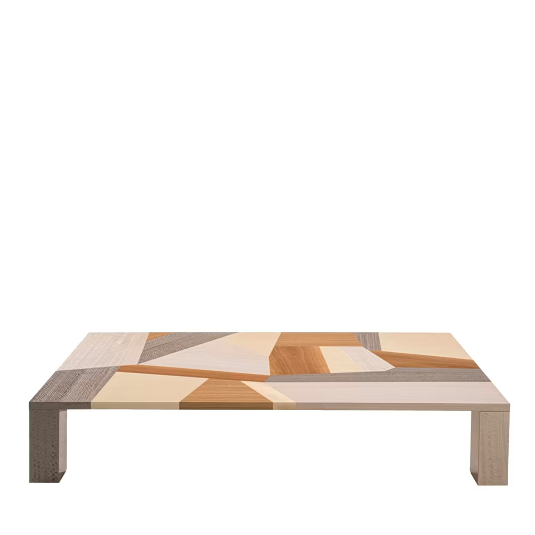 Dry inlaid rectangular polychrome coffee table