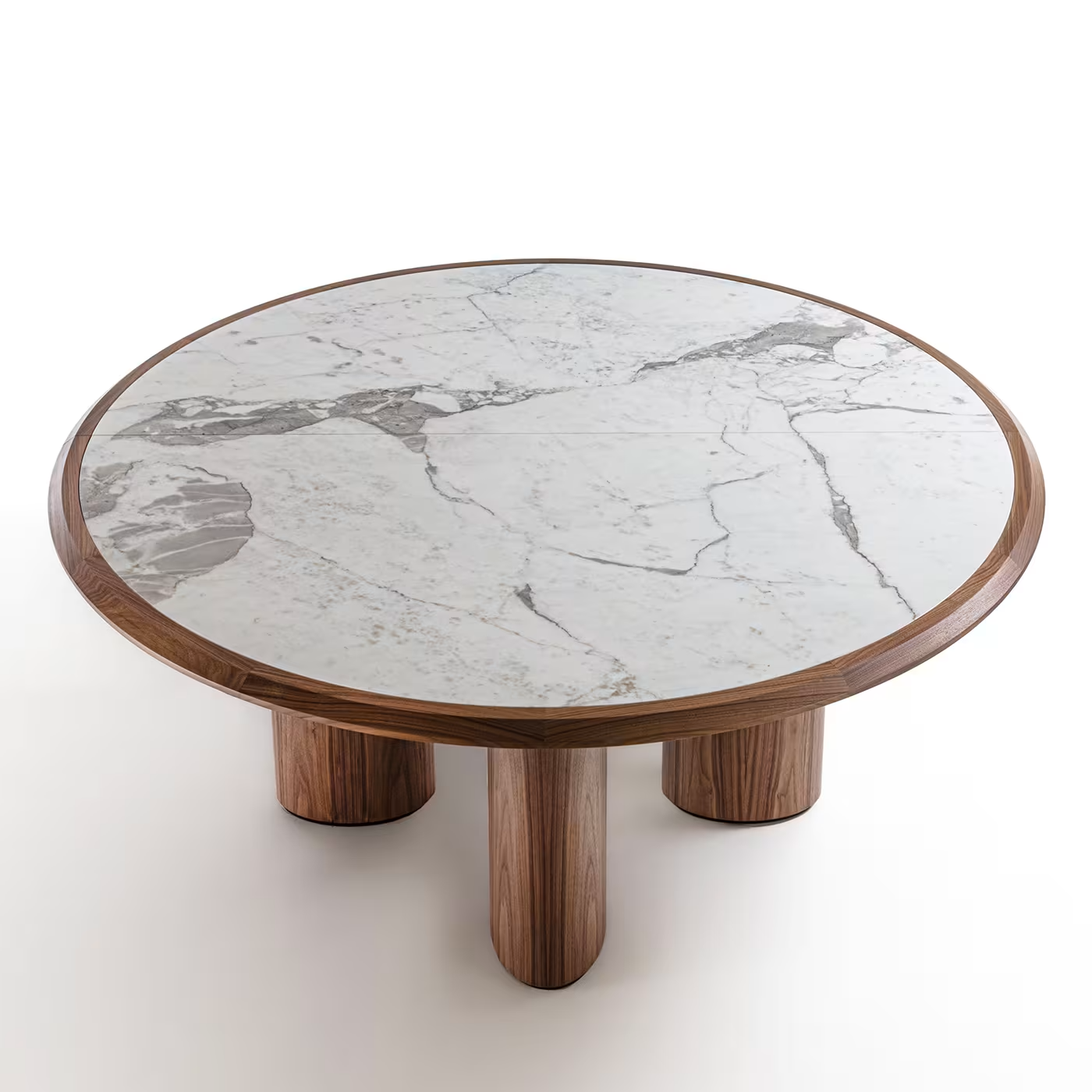 Diamante round canaletto and carrara marble table