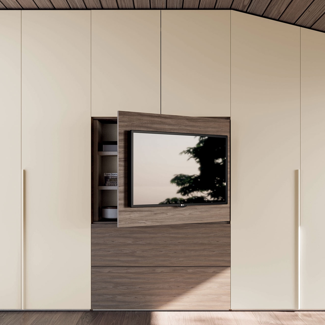 Custom-made wardrobe for the attic