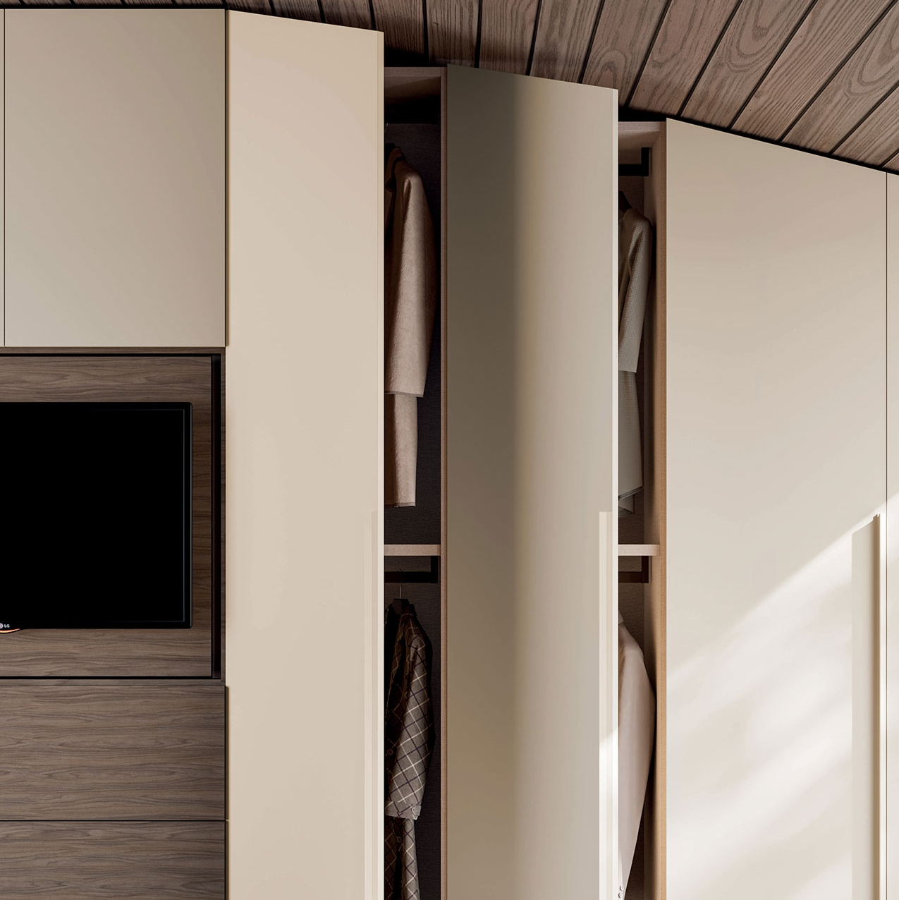 Custom-made wardrobe for the attic