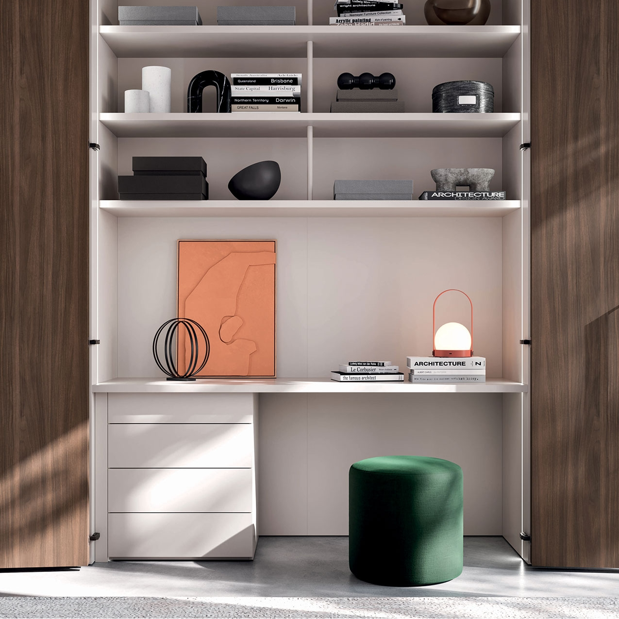 wardrobe with a hidden study corner