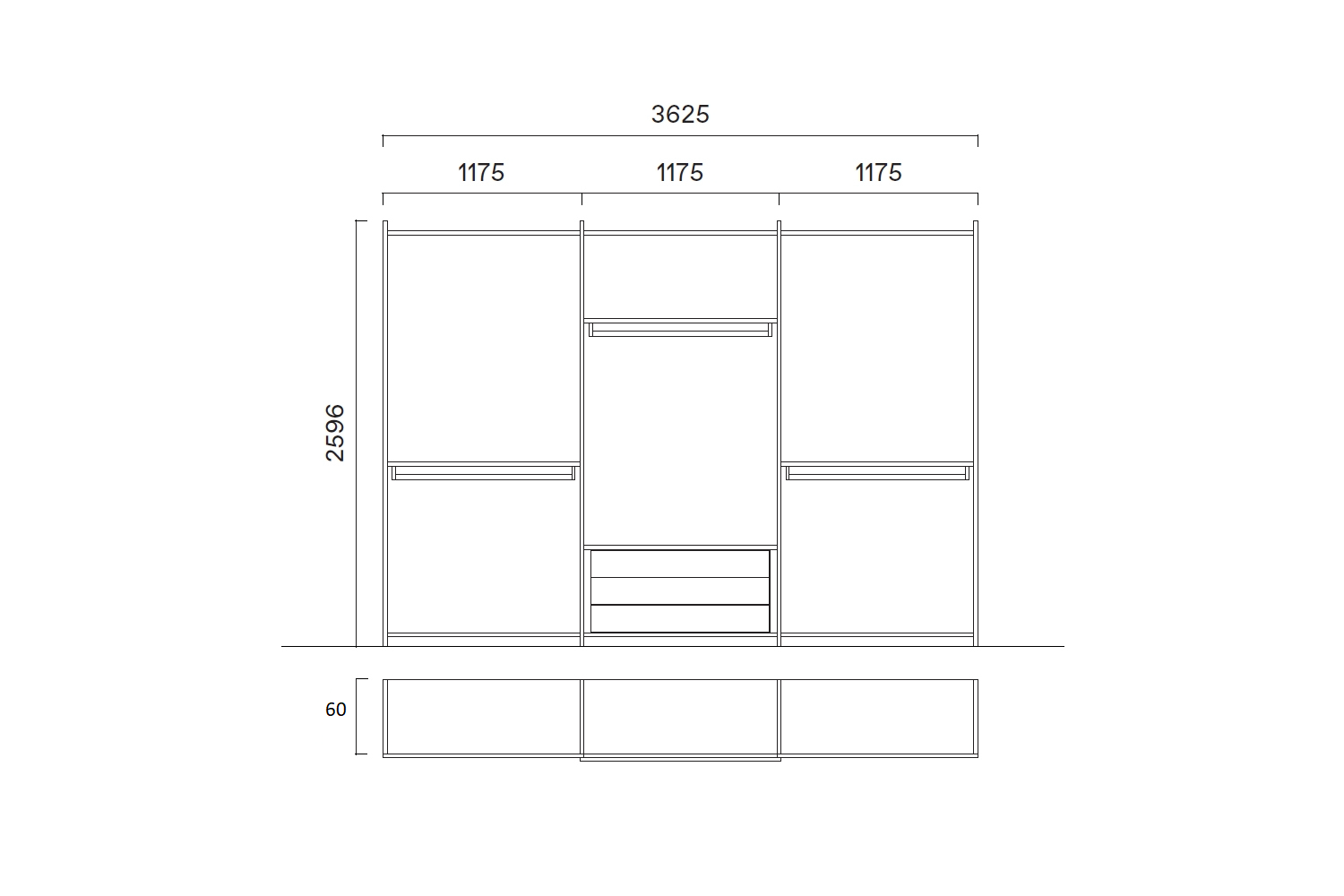 Wardrobe with sliding doors