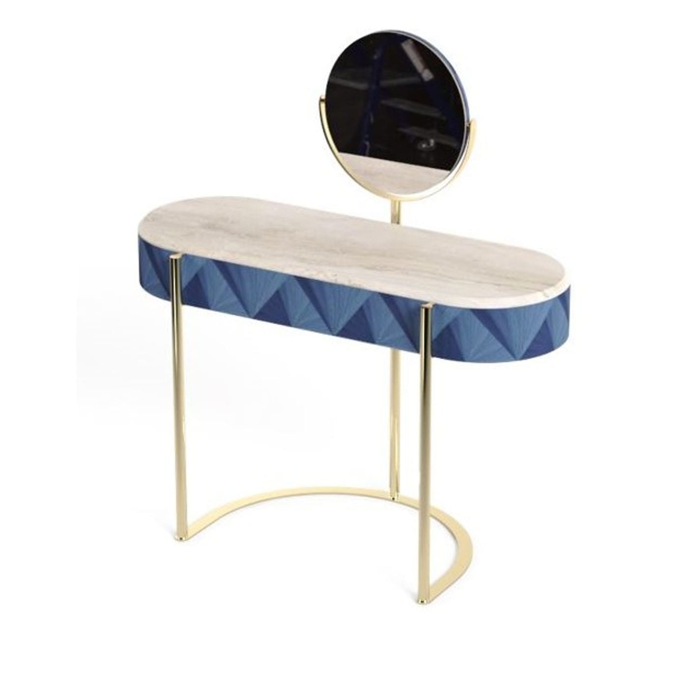 Nora curved blue and golden vanity desk