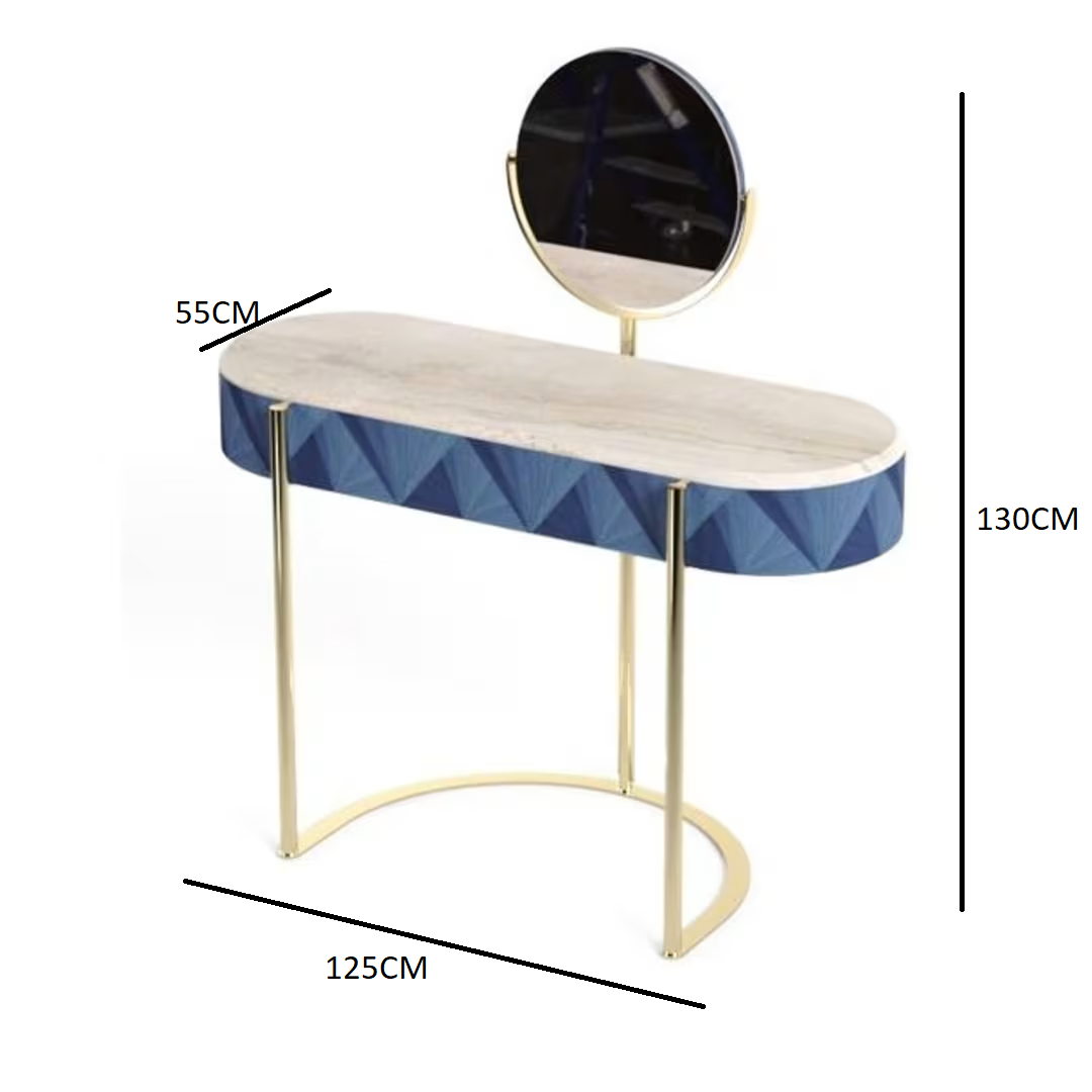 Nora curved blue and golden vanity desk