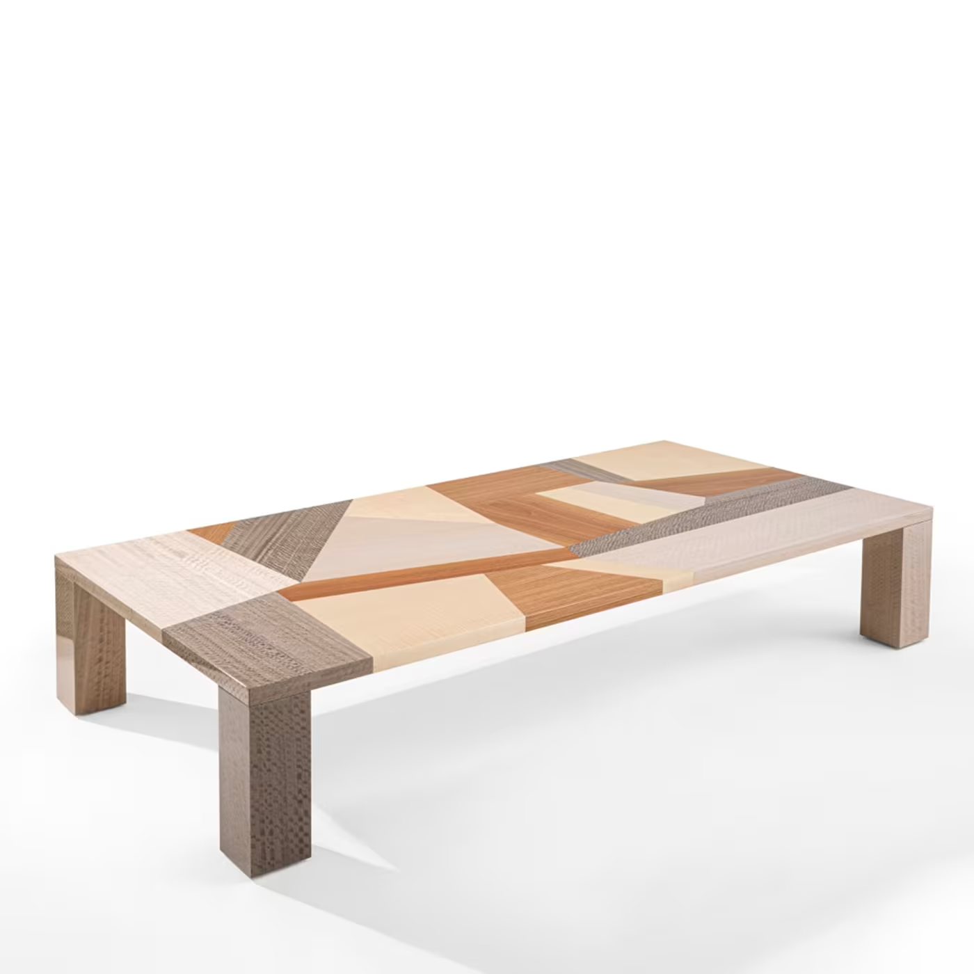 Dry inlaid rectangular polychrome coffee table