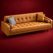 Tufted Three-Seater Leather Sofa