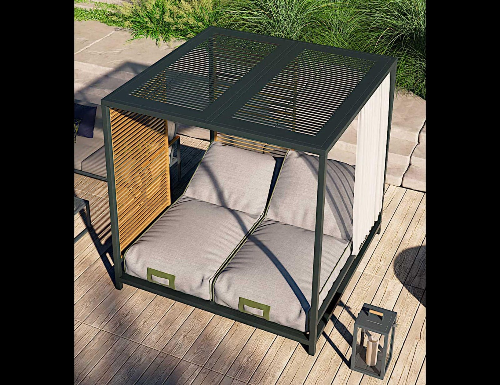 Modern outdoor lounge chairs with umbrella