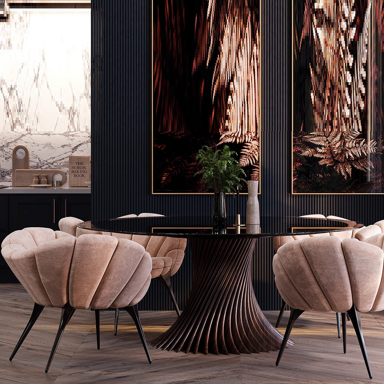 A chair with a distinctive modern design