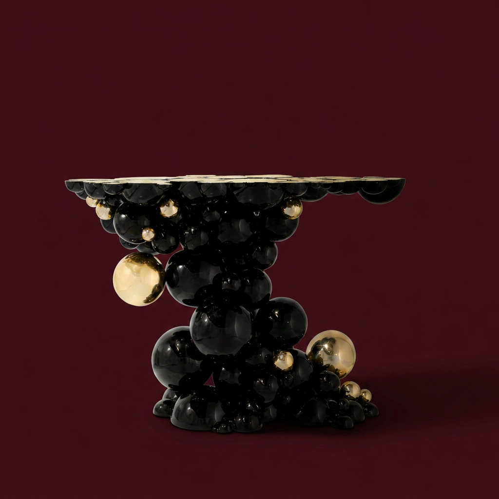 Black and Gold Console Table Orbit