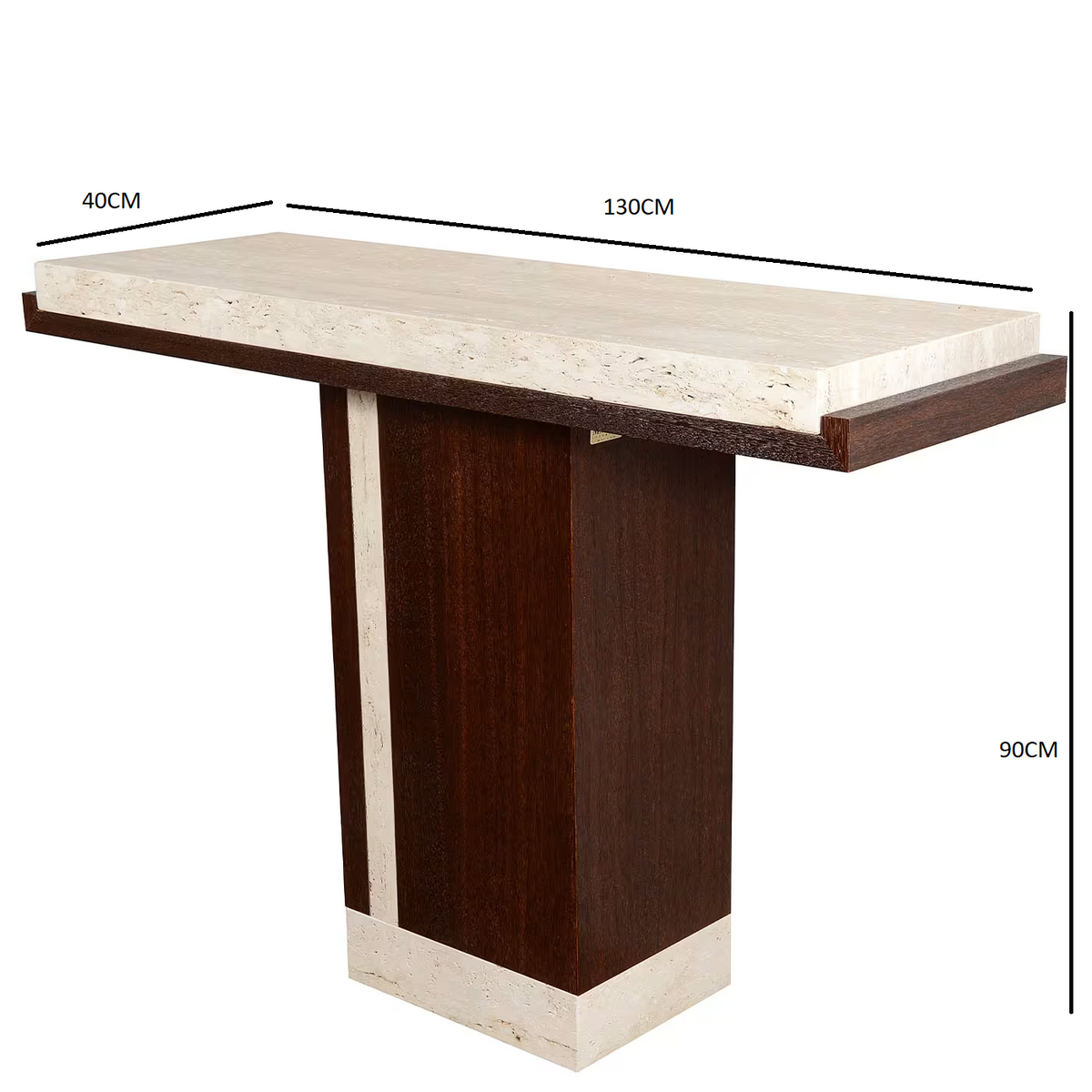 Elemento sucupira and travertine console table