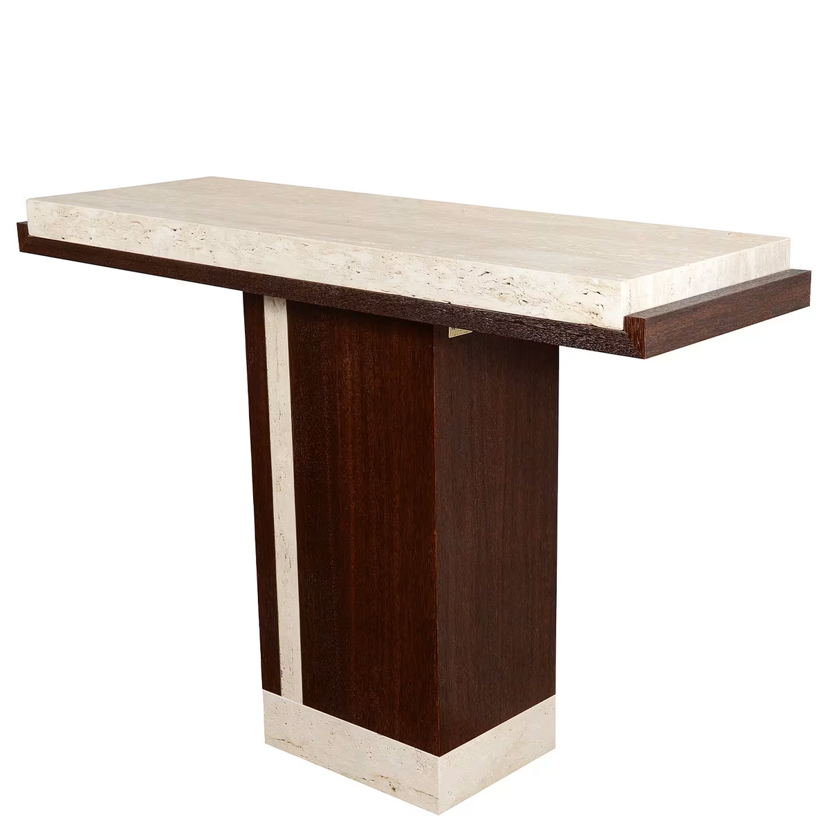 Elemento sucupira and travertine console table