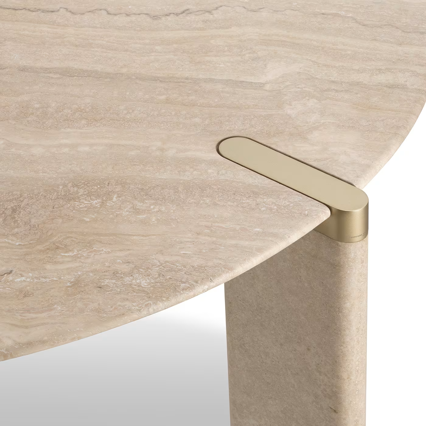 Ottanta round travertine dining table