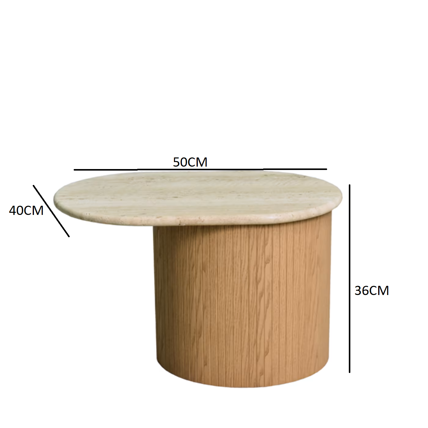 Bitta side table with travertine marble top
