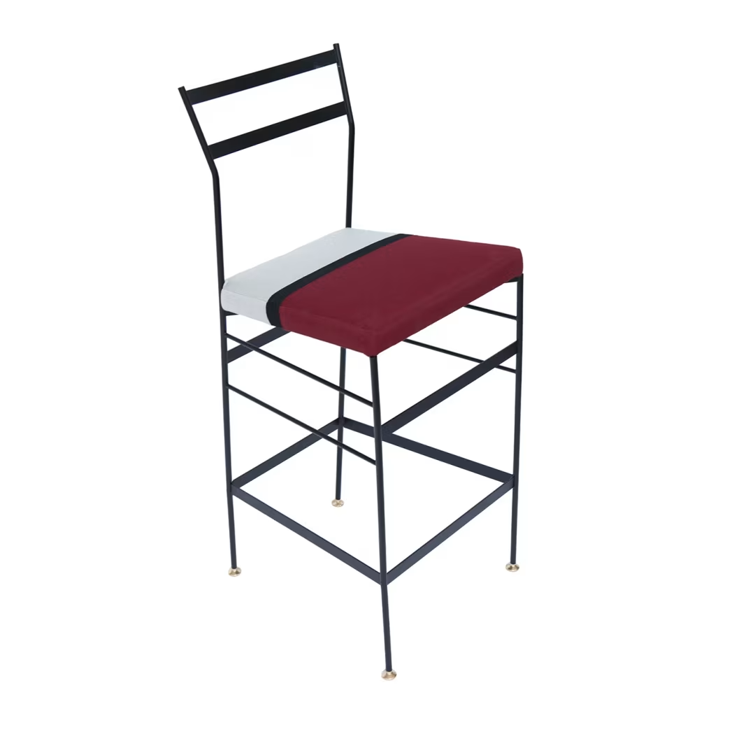Set of 2 pontina high burgundy and white bar stool