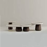 Sahra | Travertine & Solid Wood Table Set