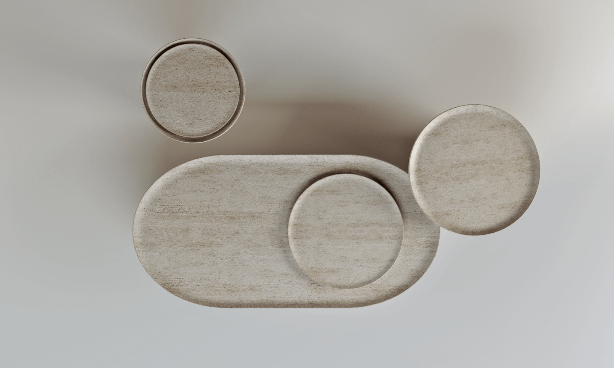 Sahra | Travertine & Solid Wood Table Set