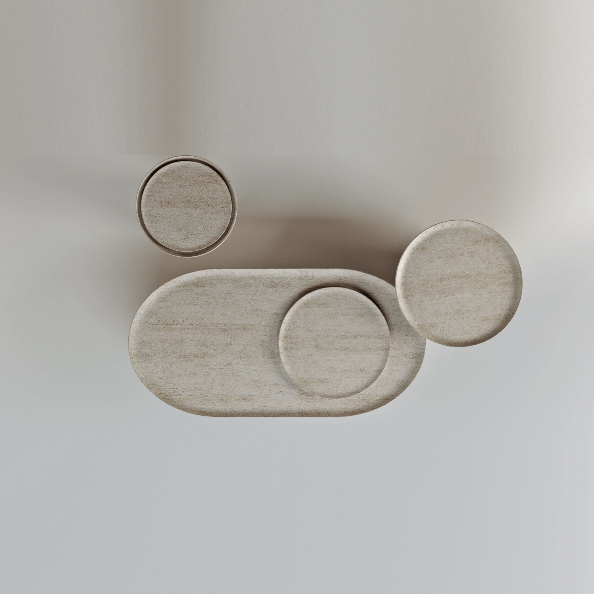 طقم طاولة من الترافرتين والخشب الصلب