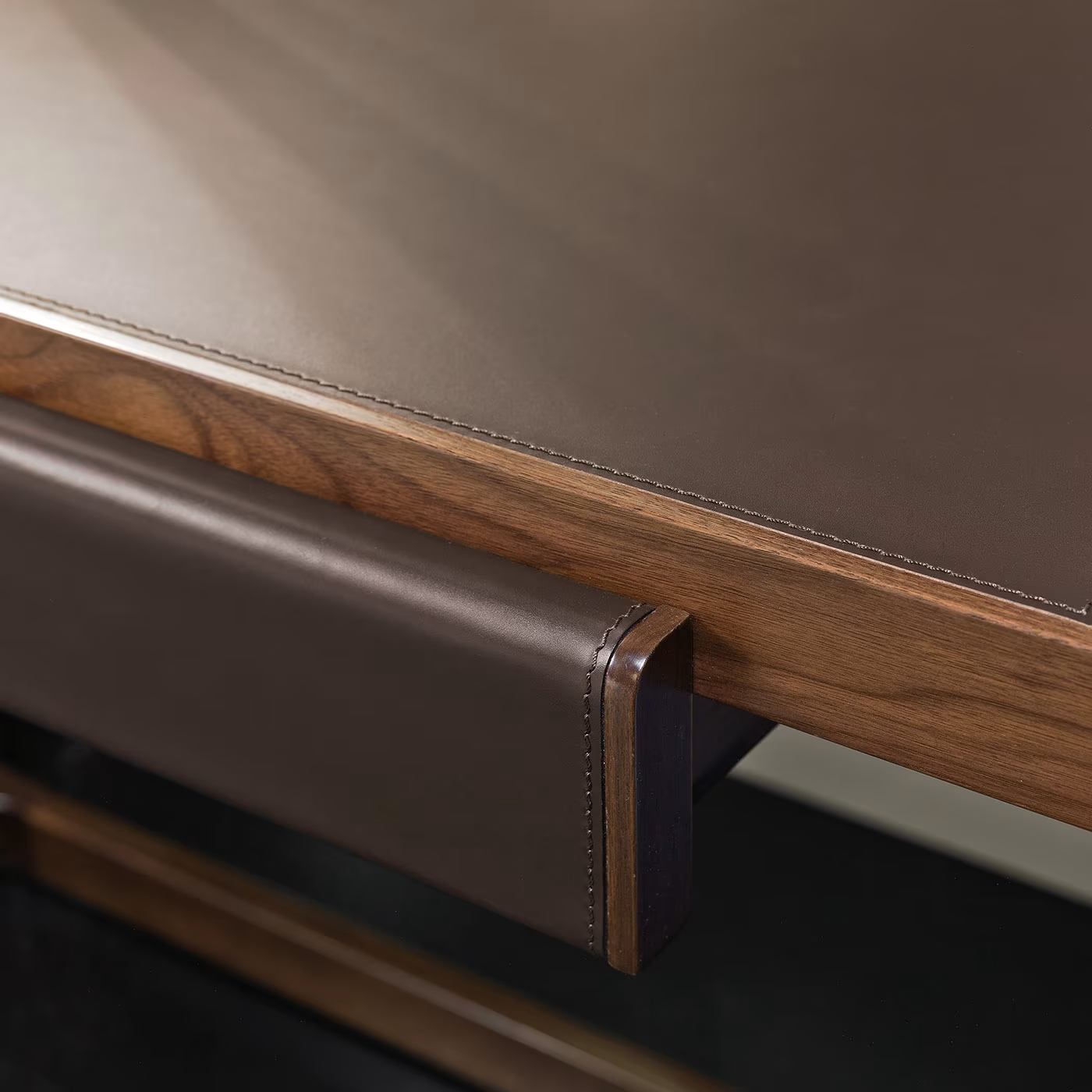 Leather and walnut writing desk