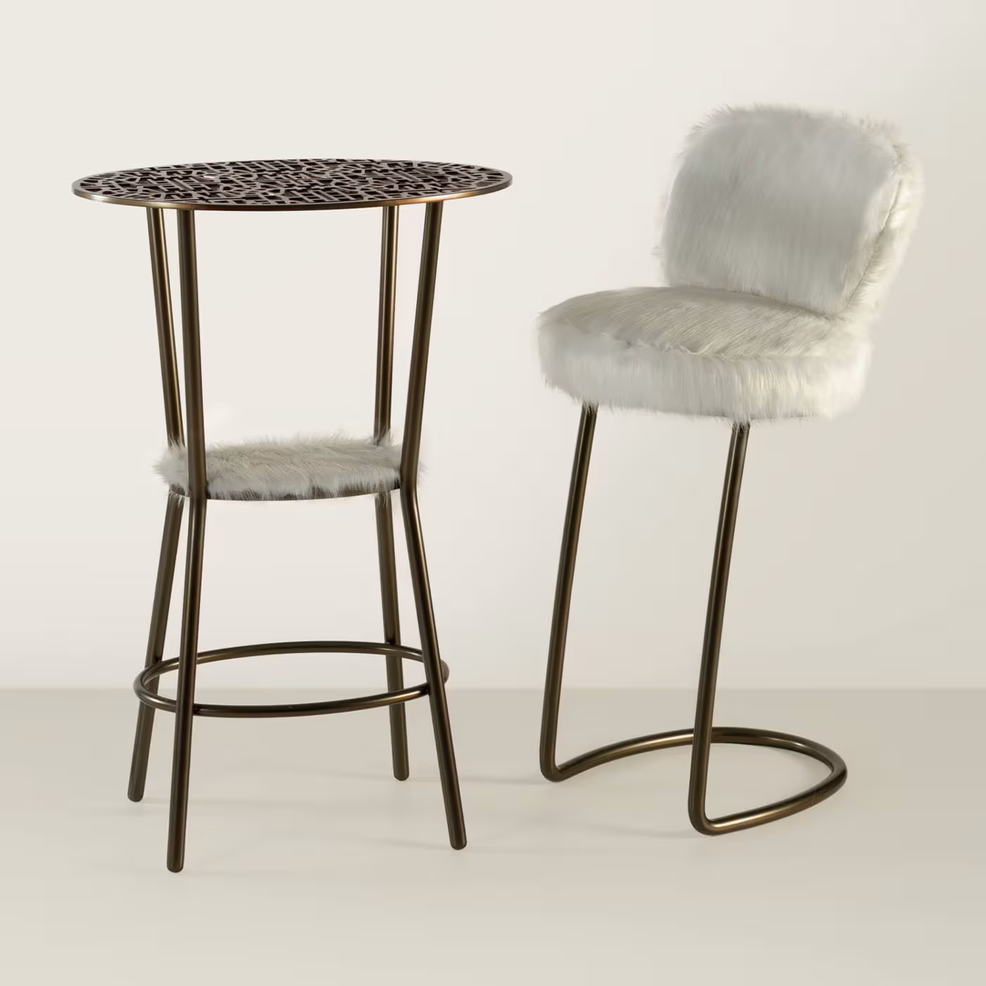 white furry stool