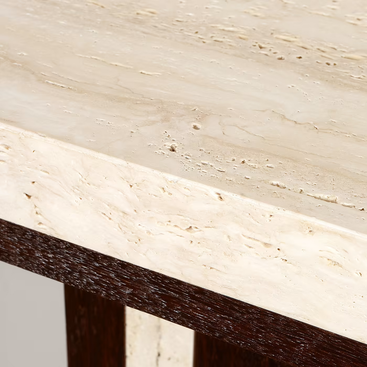 Elemento sucupira and travertine console table