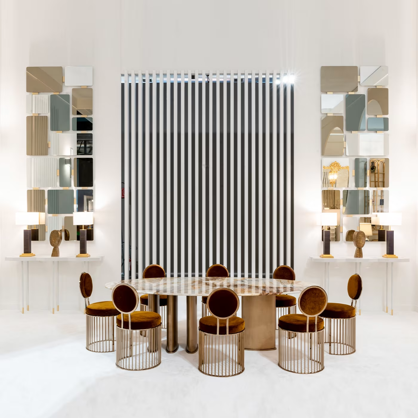 Hexagonal matte white console