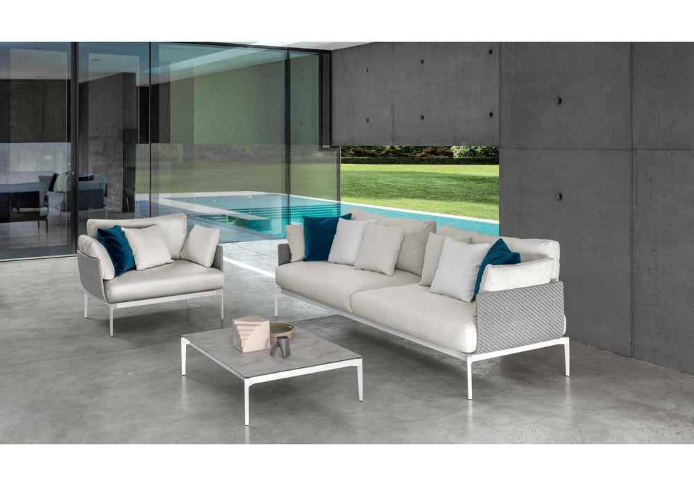 outdoor sofas made of white fabric