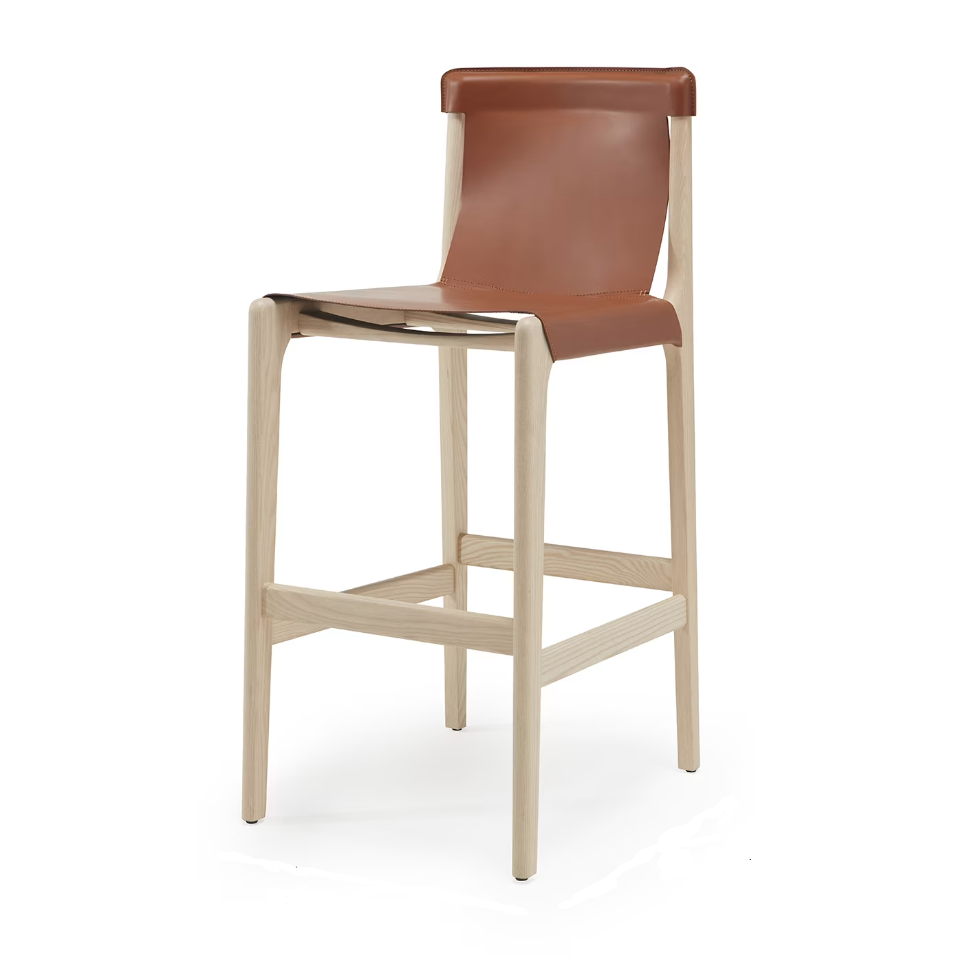 Burano brown leather counter stool