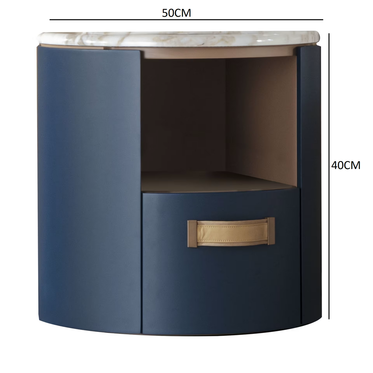 Alassio bedside table with top in marble calacatta gold shine