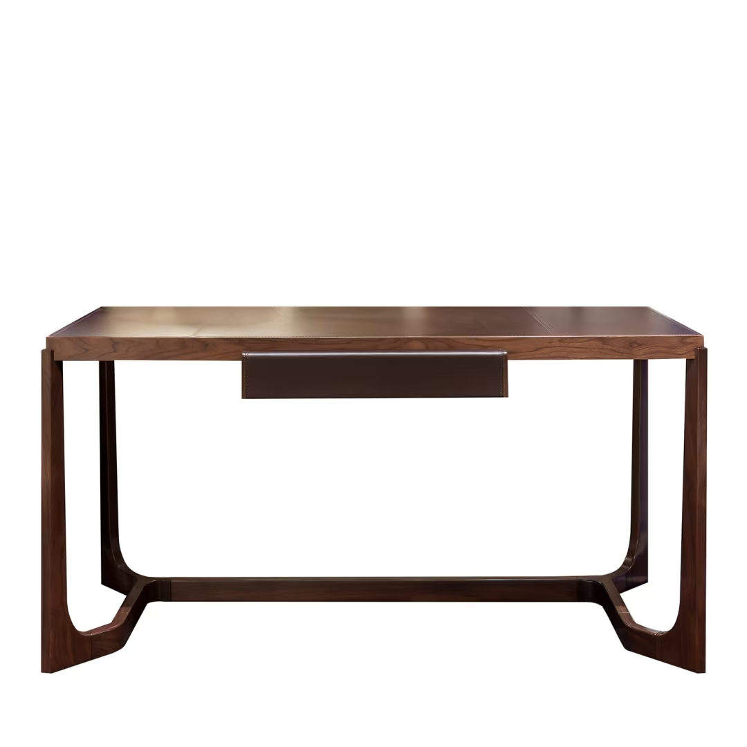 Leather and walnut writing desk