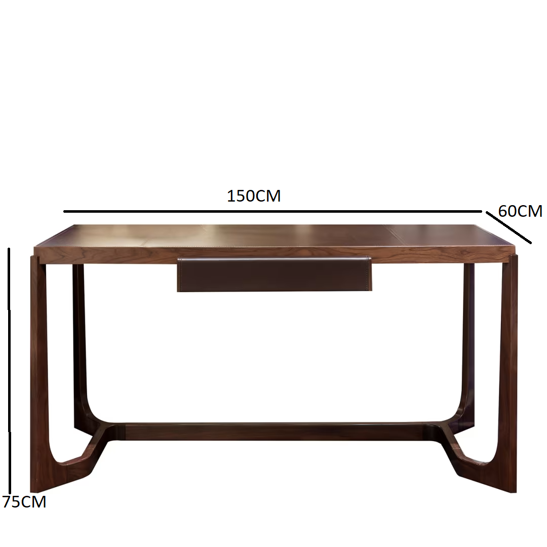 Leather and walnut writing desk
