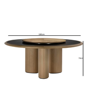 Diamante round durmast and sahara noir marble table with lazy susan