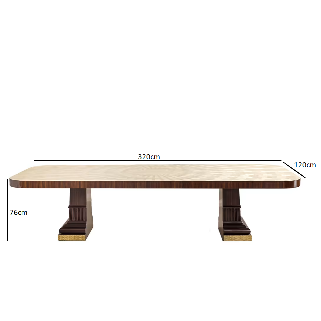 Rosewood and mahogany dining table