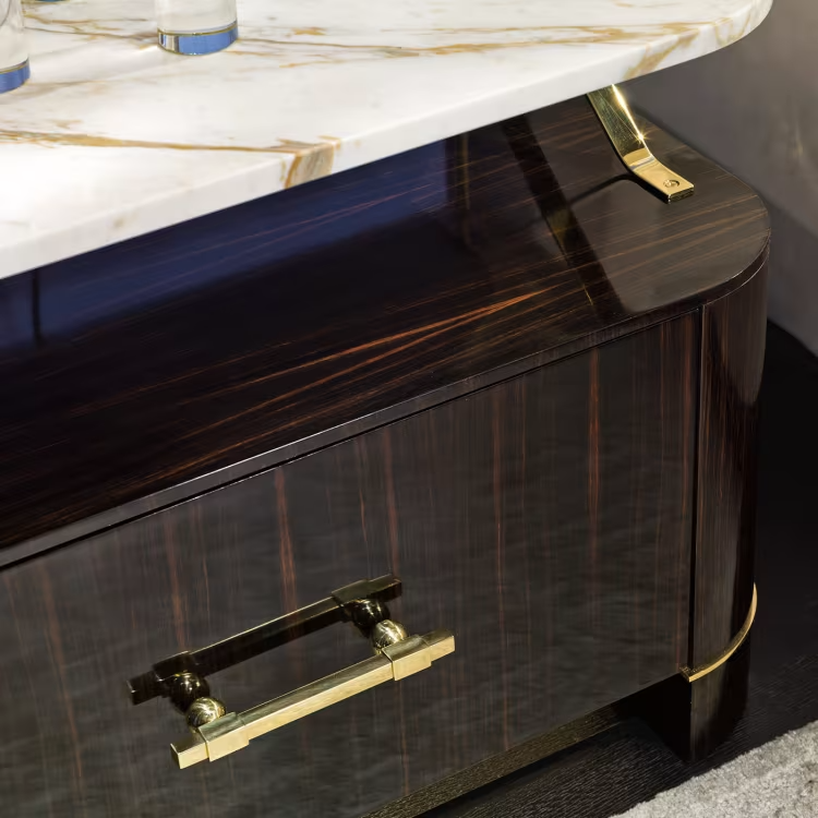 Ebony and calacatta bedside table
