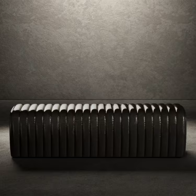 Petit arret black leather bench