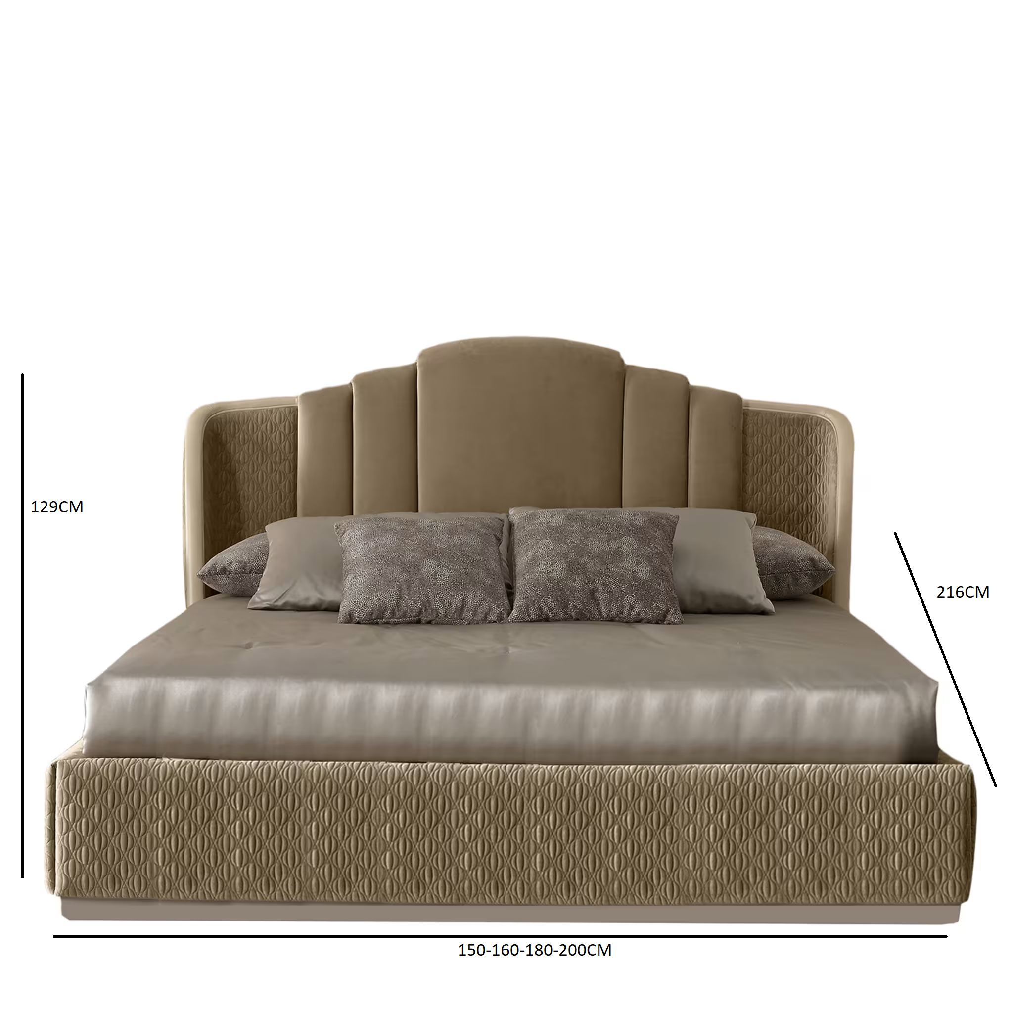 Beige textile bed