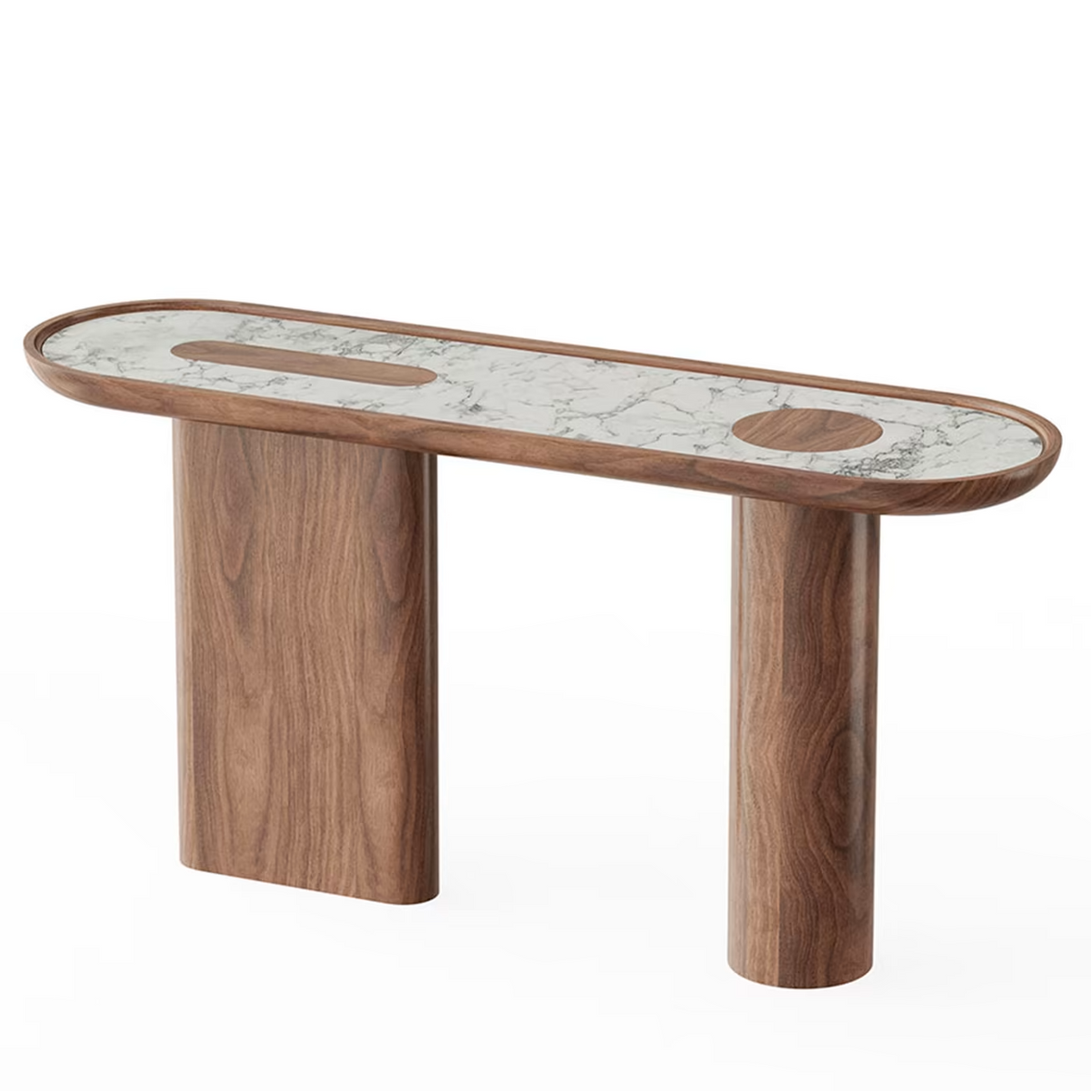 Oval canaletto walnut console
