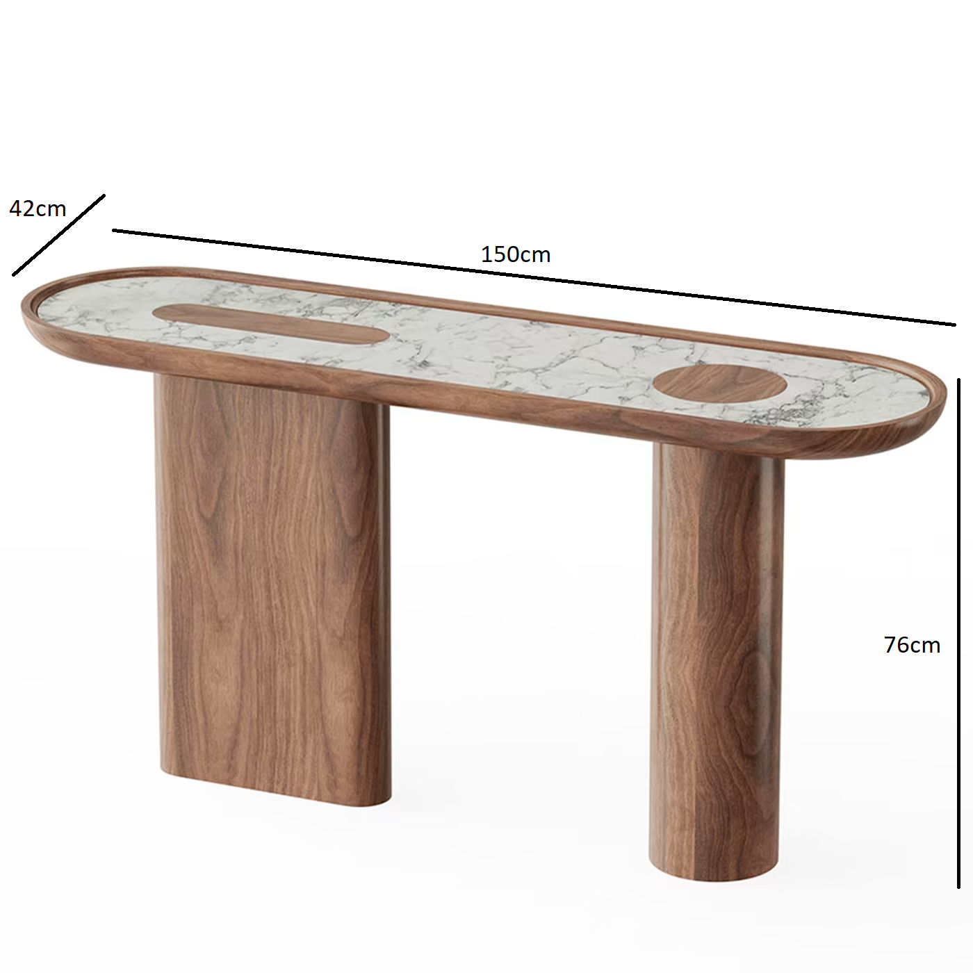 Oval canaletto walnut console
