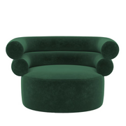 Tube emerald-green velvet armchair