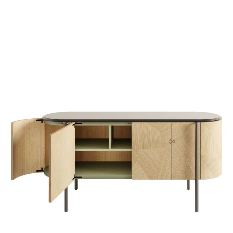 Mia 4-door curved beige sideboard