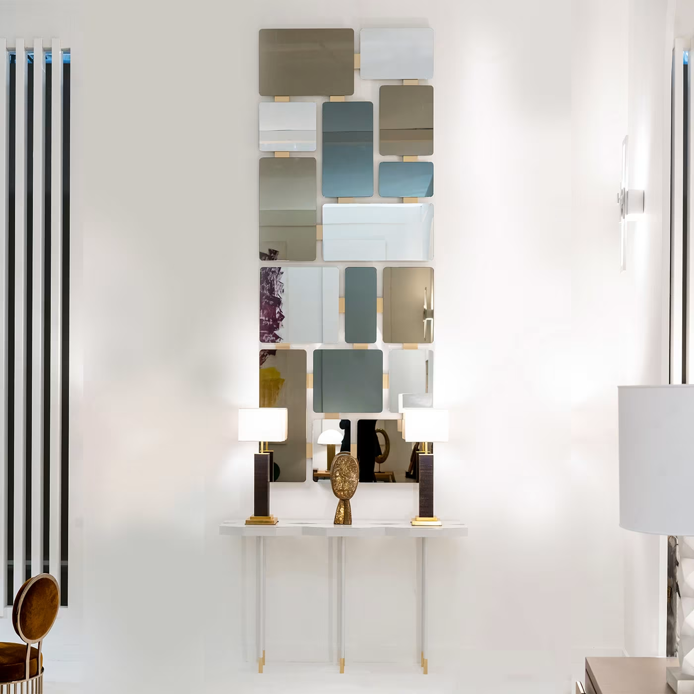 Hexagonal matte white console