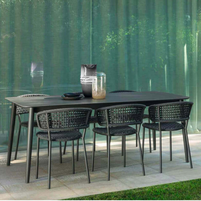 Moon Outdoor Dining Chairs in Metallic Grey