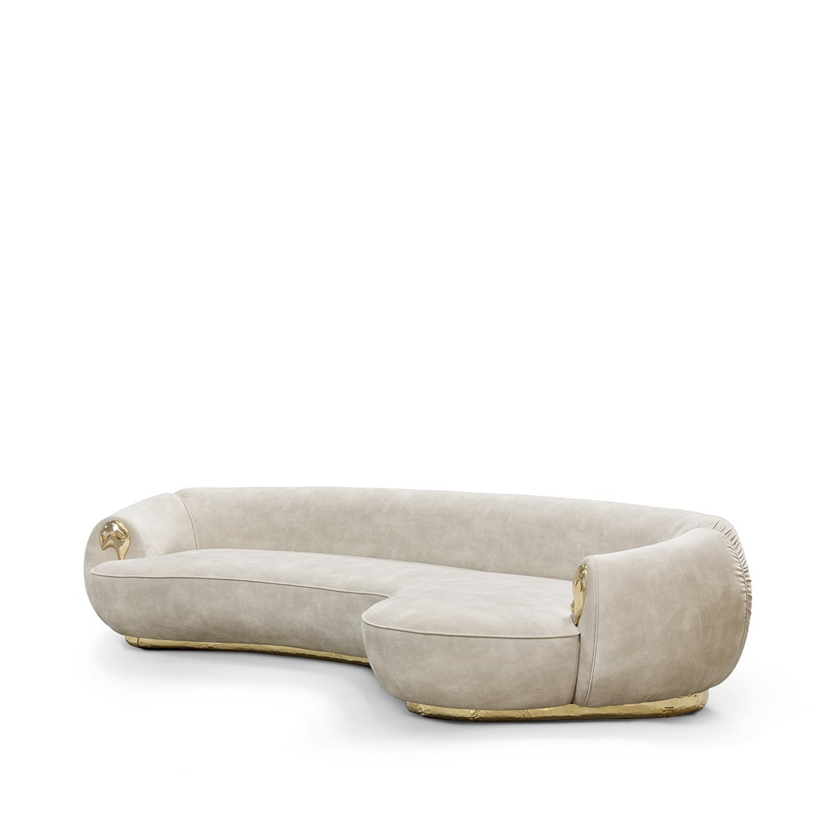 NEBET Luxurious Large Sofa in Gold Leather