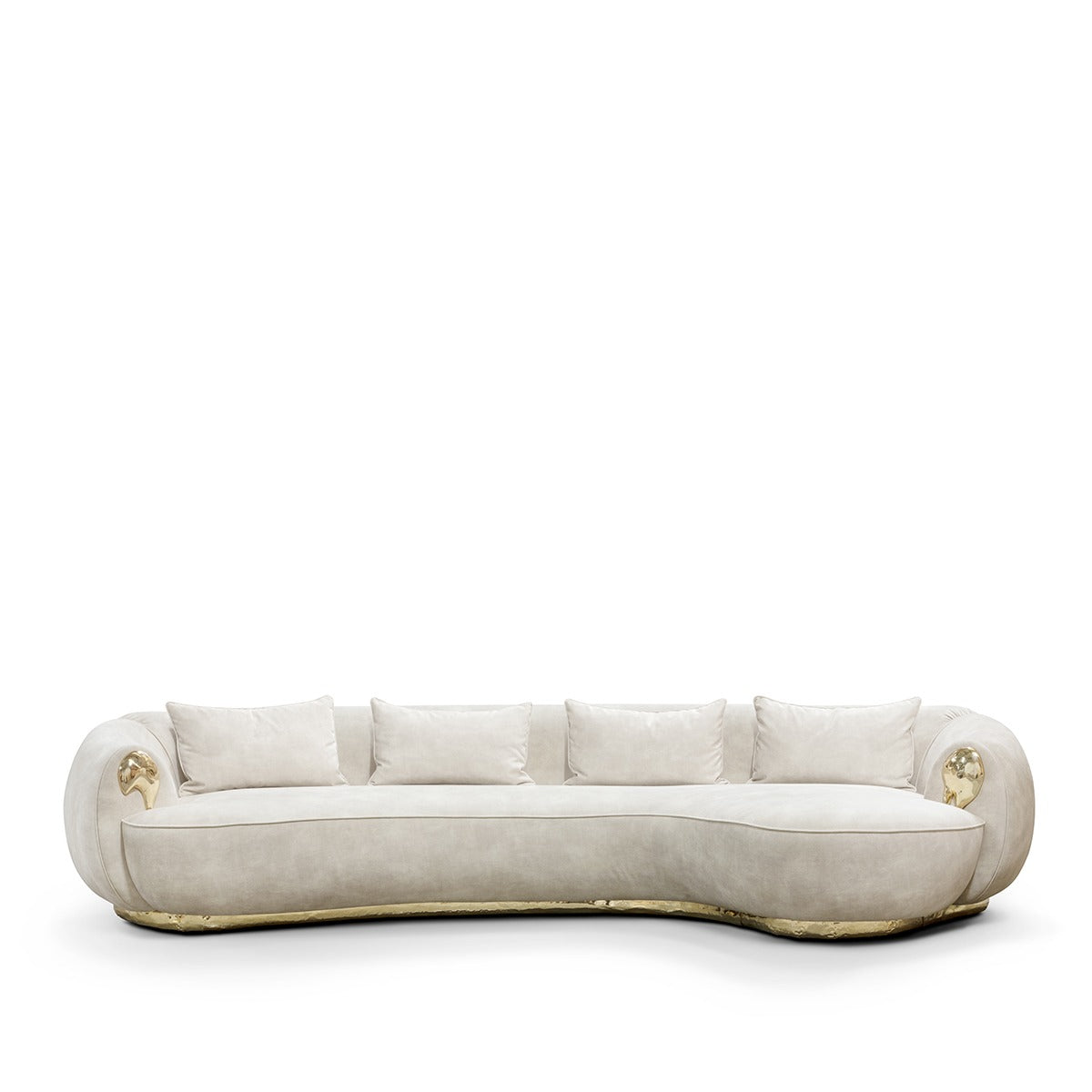 NEBET Luxurious Large Sofa in Gold Leather