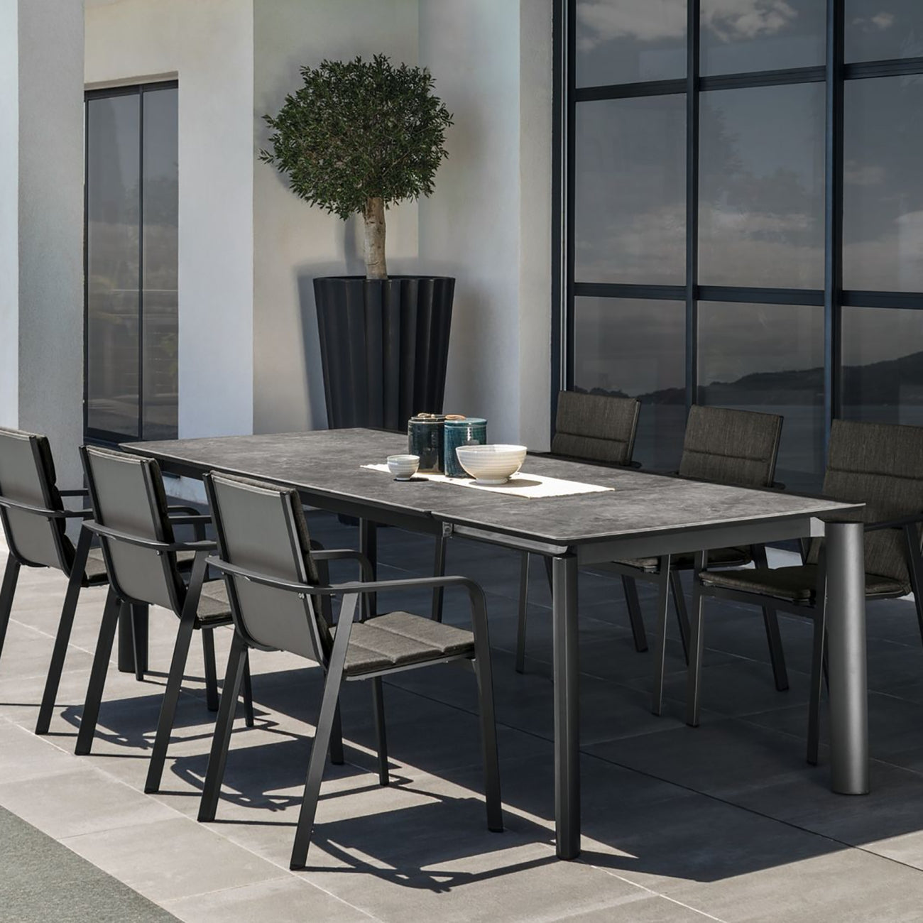 Black outdoor dining chair