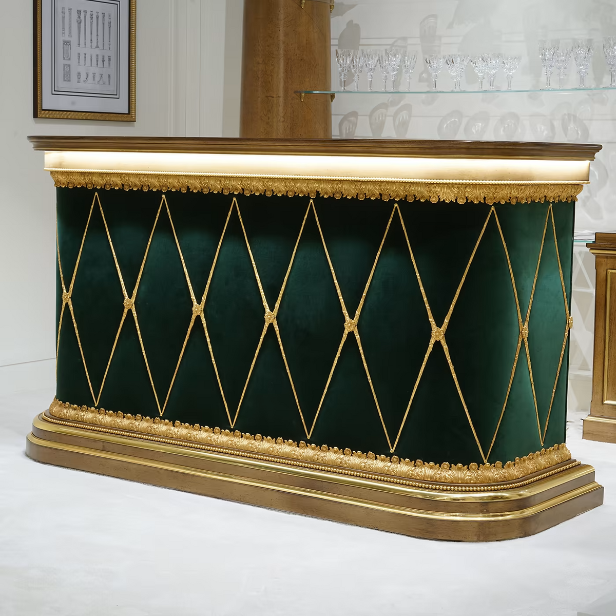 Green and gold bar console