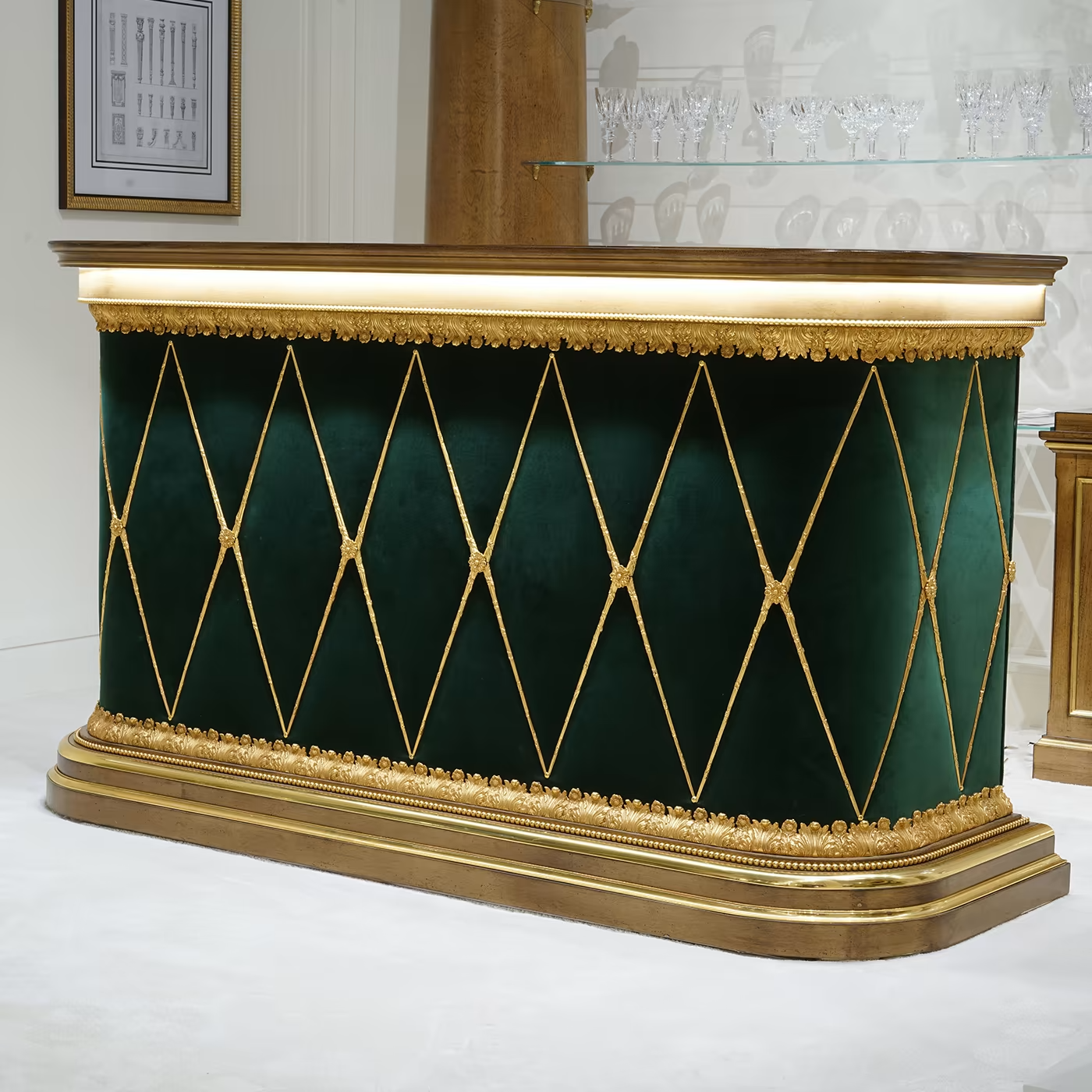 Green and gold bar console