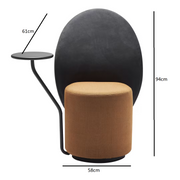 Loomi black and mustard chair with top