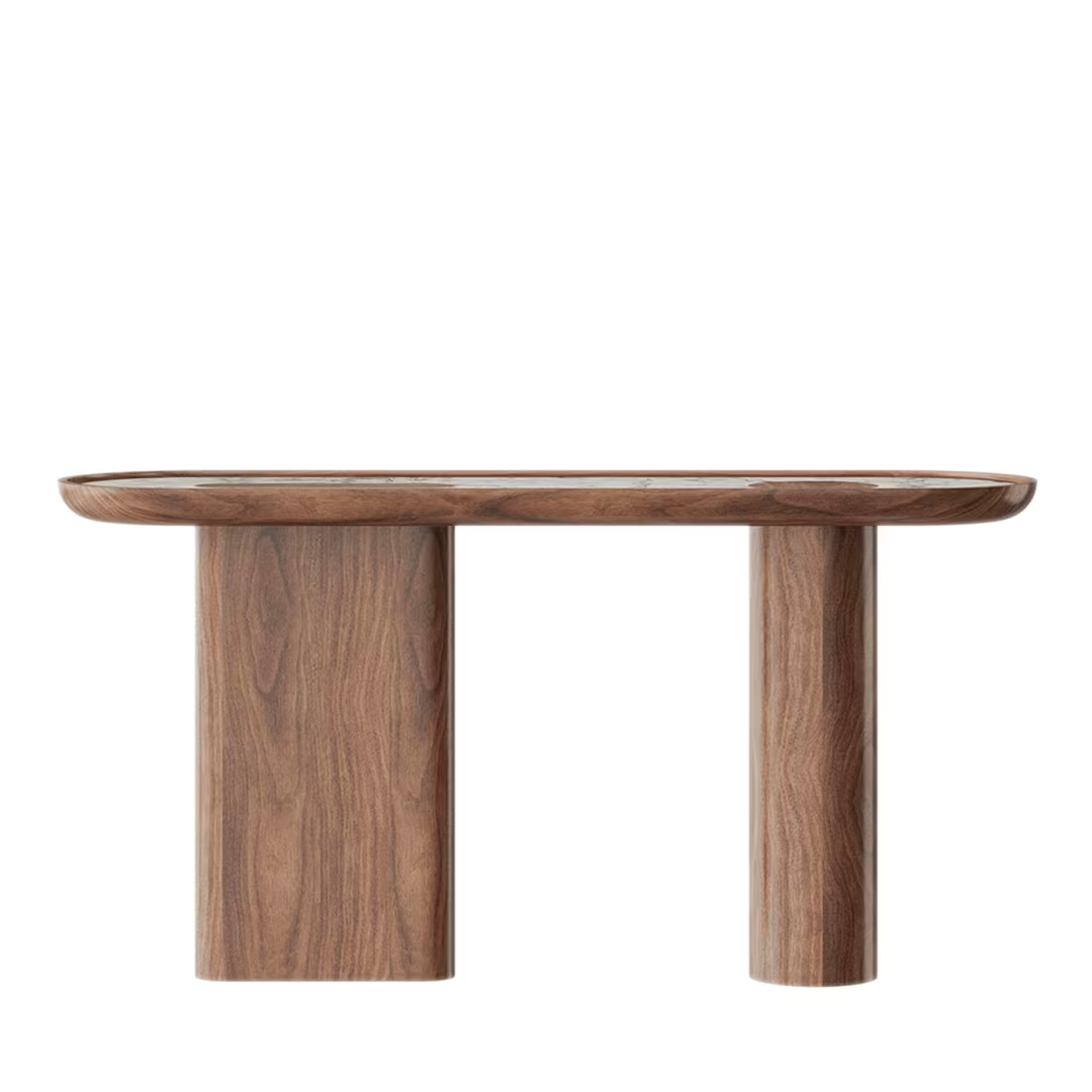 Oval canaletto walnut console