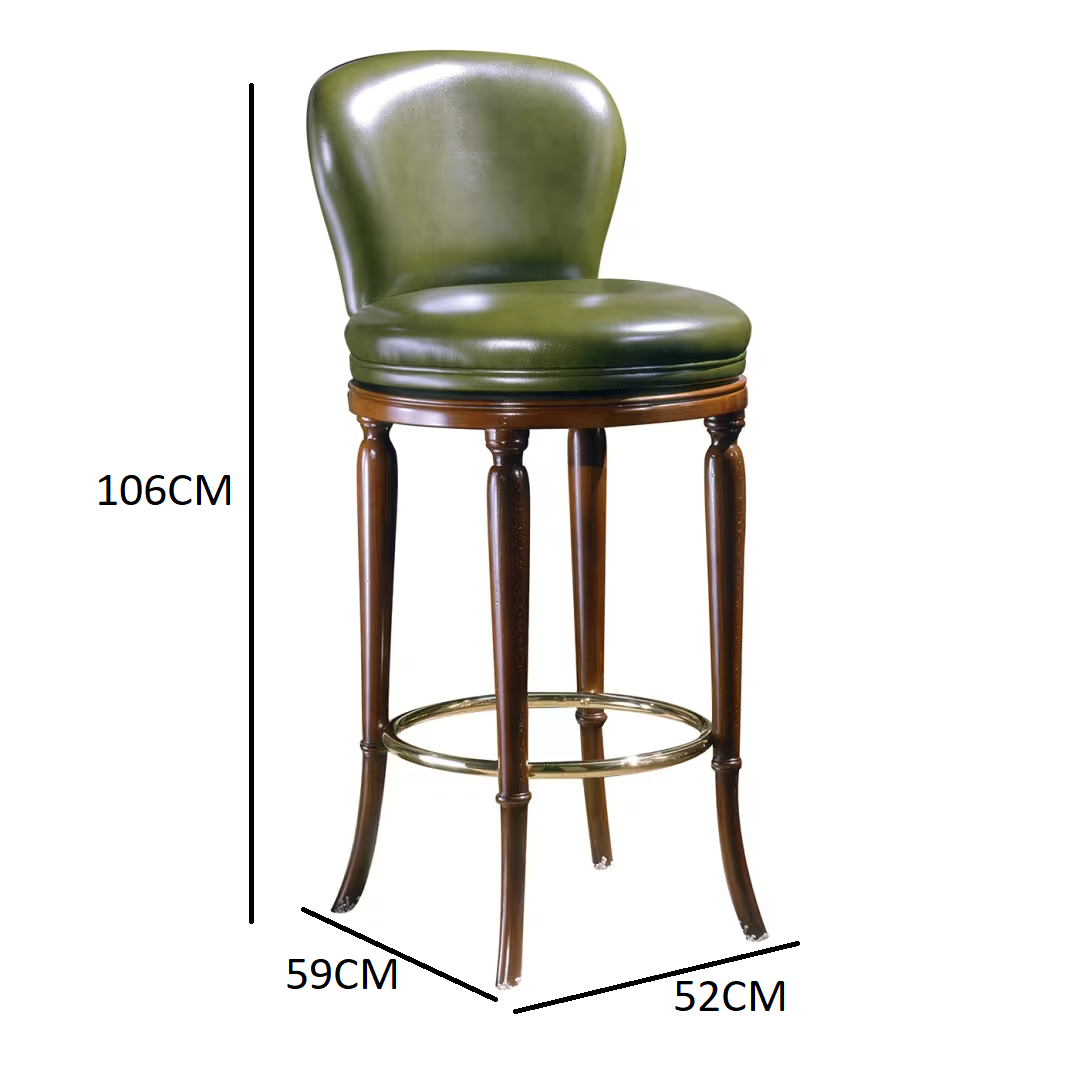Green leather bar stool