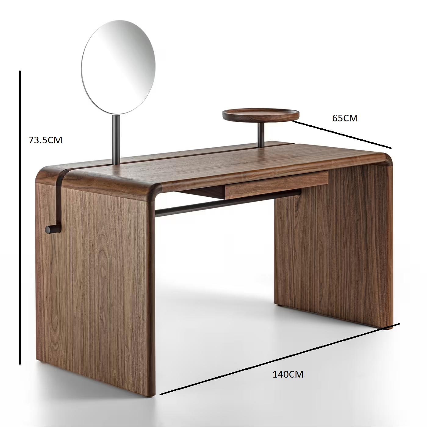 Butter canaletto vanity desk with mirror